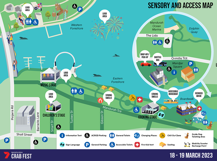 View the Sensory and Access Map for Crab Fest - will open in new window